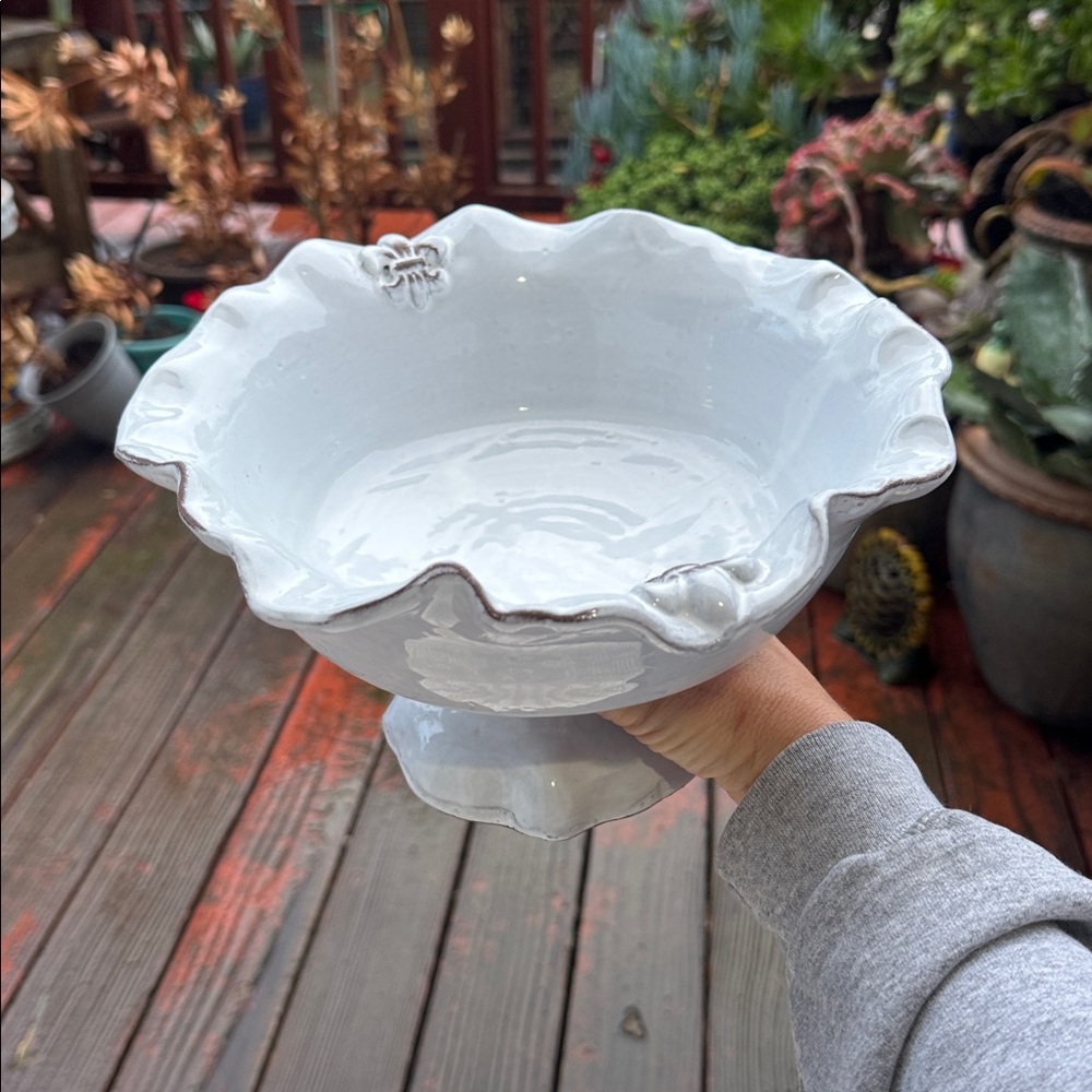 HIGH QUALITY CERAMIC PEDESTAL COMPOTE BOWL BY ABIGAILS MADE IN ITALY BRAND NEW - Picture 7 of 9